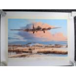 Winters Welcome WW2 multiple signed WW2 Robert Taylor print. 34 x 25 inches. Numbered 579/1250.