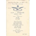 WW2 RAF Hawkinge 1943 Aimens Mess Christmas Dinner Menu. Good Condition. All autographs are