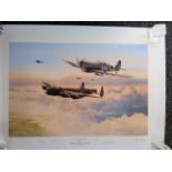 Escort for the Straggler WW2 multiple signed WW2 Robert Taylor print. 25 x 32 inches. Numbered 285/