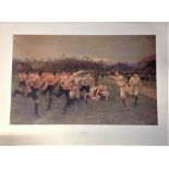 Rugby print 39x28 approx by the artist William Barnes Wollen. All autographs are genuine hand signed