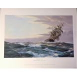 Nautical print 19x25 approx titled "Glory of the Seas" by the artist Montague Dawson.
