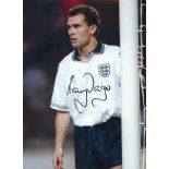 Football Tony Dorigo 12x16 signed colour photo pictured in action for England. Good Condition. All