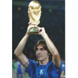 Football Andrea Pirlo 12x8 signed colour photo pictured lifting the World Cup while playing for