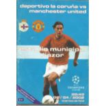 Football Vintage Programme Deportivo La Coruna v Manchester United Champions League Quarter Final