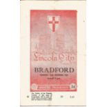 Football Vintage programme Lincoln City v Bradford Football league match 26th December 1963. Good