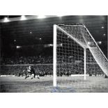 Football Willie Morgan 12x16 signed black and white photo pictured in action for Manchester