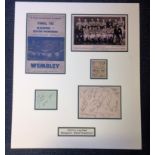 Football Blackpool 1953 FA CUP winners mounted signature piece includes16 legendary signatures,