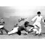 Football Alex Stepney 12x16 signed black and white photo pictured in action for Manchester United.