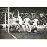 Football Gary Sprake 8x12 signed colour photo pictured in action for Leeds United. Good Condition.