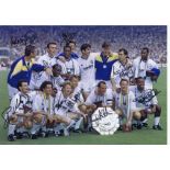 Football Autographed 16 X 12 Leeds United Photo, A Superb Image Depicting Leeds United Players