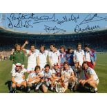 Football Autographed 8 X 6 West Ham United Photo, A Superb Image Depicting Players Celebrating After