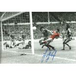 Football Frank Stapleton 8x12 signed colour enhance photo pictured in action for Manchester United