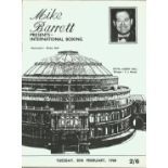 Boxing Programme Mike Barrett promotion Royal Albert Hall 20th February 1968. Good Condition. All