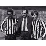 Football Newcastle United legends 12x16 black and white photo signed by Bobby Moncur and Malcom