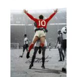 Football Geoff Hurst signed 16x12 colour enhanced photo pictured celebrating after scoring for