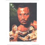 Boxing Joe Frazier signed 16x12 print titled Smokin by the artist Leon Evans limited edition 237/850