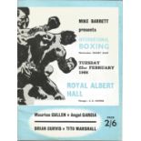 Boxing Programme Maurice Cullen v Angel Garcia and Brian Curvis v Tito Marshall Royal Albert Hall