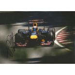 Motor Racing Sebastian Vettel 12x8 signed colour photo pictured driving for Red Bull 2011. Good