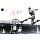 Football Ron Yeats 12x16 signed black and white photo pictured in action for Liverpool. Good