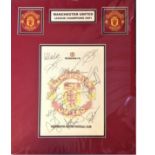 Football Manchester United league Champions 2001 mounted signature piece signed by 17 members of the