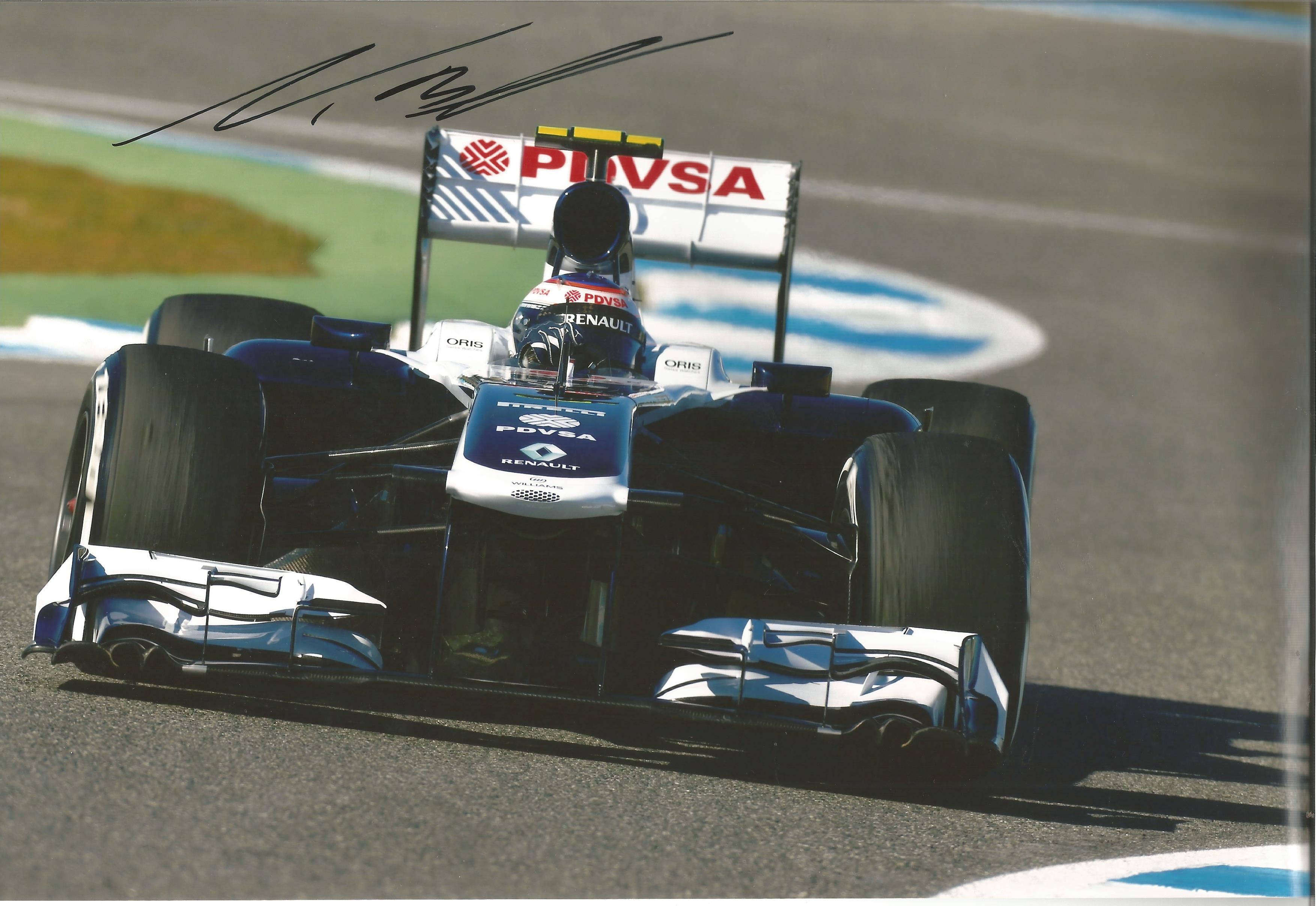 Motor Racing Valtteri Bottas12x8 signed colour photo pictured driving for Williams Renault in