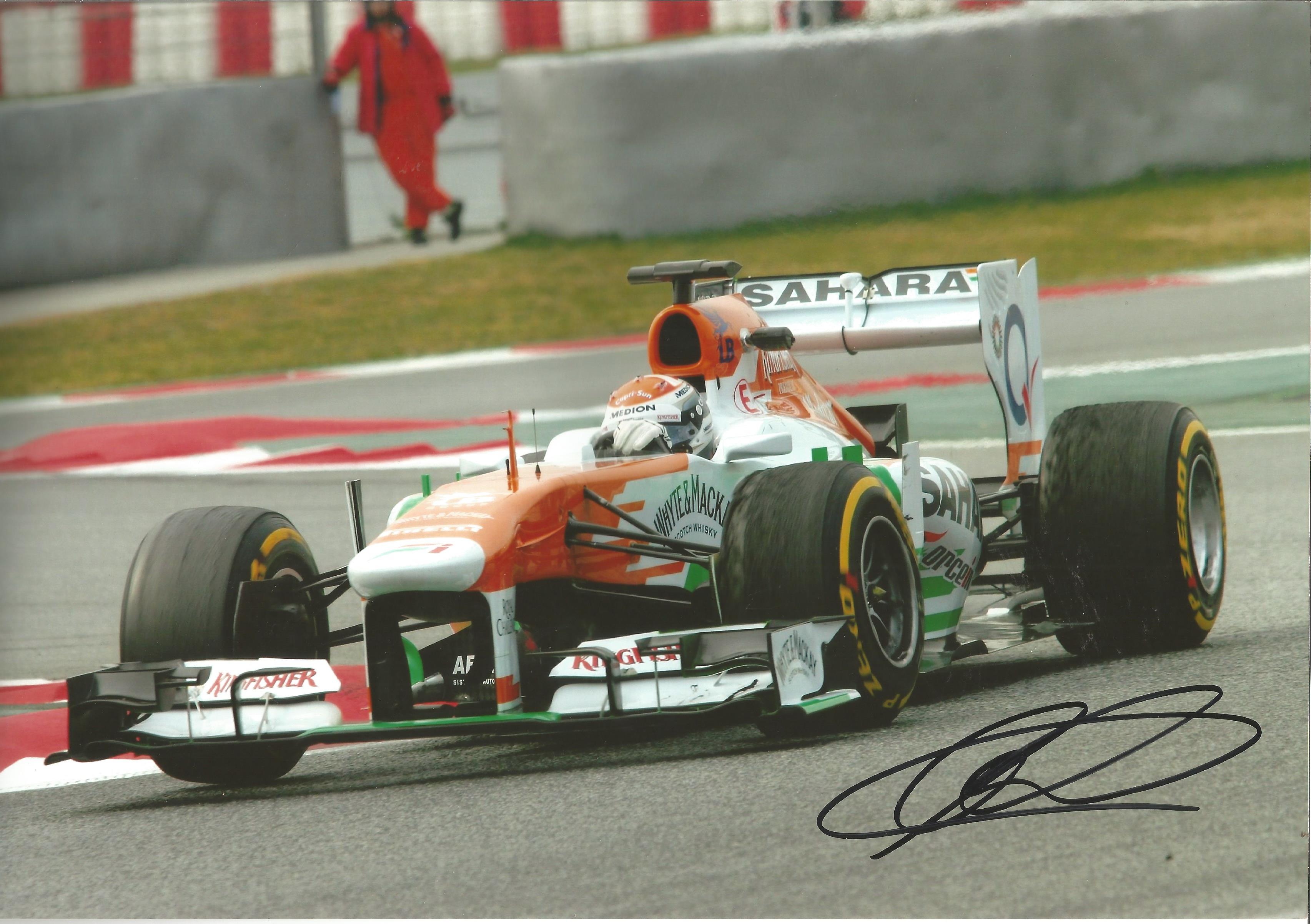 Motor Racing Adrian Sutil 12x8 signed colour photo pictured driving for Force India in 2013. Good