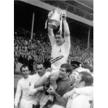 Football Dave MacKay 16x12 signed black and white photo pictured celebrating with his Tottenham