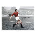 Football Wilf McGuinness signed 12x16 colour enhanced photo picture in action for Manchester United.