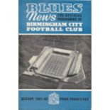 Football Vintage Programme Birmingham City v Manchester City 26th December 1961/62 season. Good