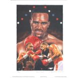Boxing Evander Holyfield signed 16x12 print titled Real Deal by the artist Leon Evans limited