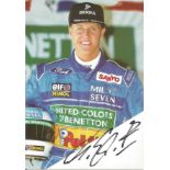 Motor Racing Michael Schumacher 6x4 signed co, lour photo pictured while at Benneton Formula One.