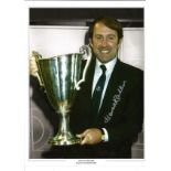 Football Howard Kendall 16x12 signed colour photo pictured with the European Cup Winners Cup while