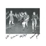 Football Manchester United legends 12x16 black and white photo signed by Alex Stepney, Bill Foulkes,