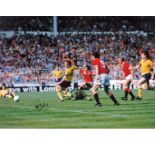 Football Sammy McIlroy 12x16 signed colour photo pictured in action for Manchester United. Good