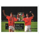 Football Steve Bruce and Bryan Robson 12x16 signed colour photo pictured with the Premier league