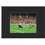 Football Norman Whiteside signed 12x16 mounted colour photo pictured after scoring for Manchester