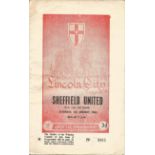 Football Vintage programme Lincoln City v Sheffield United FA Cup 3rd Round 4th January 1964. Good