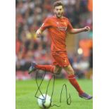 Football Adam Lallana 12x8 signed colour photo pictured in action for Liverpool F. C. Good