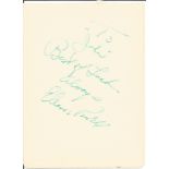 Eleanor Powell signed album page. American dancer and actress. Dedicated. Good Condition. All