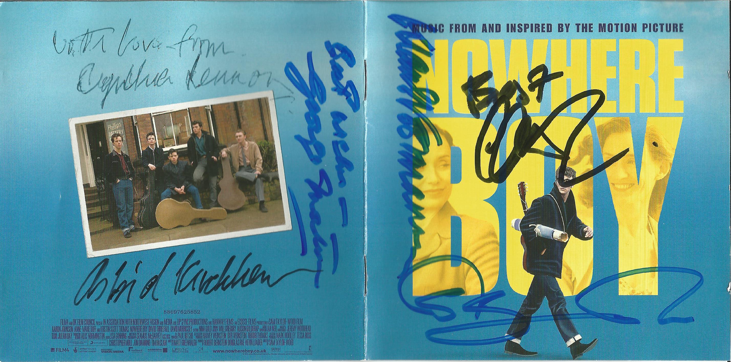 Nowhere Boy signed CD sleeve signed by Cynthia Lennon, George Martin, Klaus Voormann, Astrid