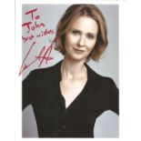 Cynthia Nixon signed 10x8 colour photo. Dedicated. Good Condition. All autographs are genuine hand