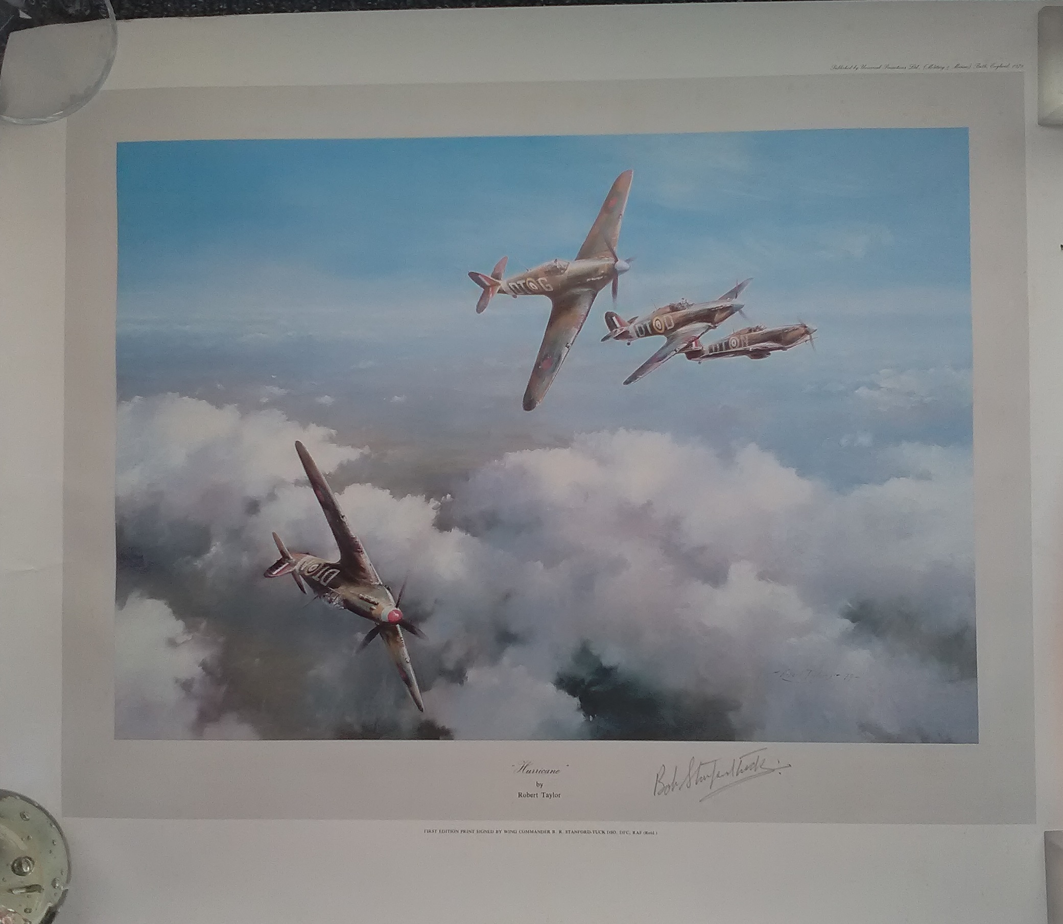 Hurricane Robert Stanford Tuck signed WW2 Robert Taylor print. 24 x 20 inches. This early Robert