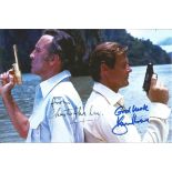 Christopher Lee and Roger Moore signed 5x8 colour photo from the James Bond film The Man with the