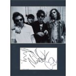 Supergrass 16x14 signature piece includes b/w photo and signed album page mounted to a high