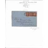 Postal History Aberdeen to Philadelphia 2/9/1874 CDS plate 155 3D rate. SG43/43 plate 155 strip of 3