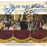 We are Amused 33rpm record sleeve signed by Fawlty Tower cast members, John Cleese, Connie Booth,