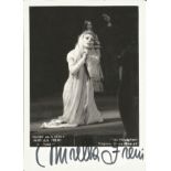 Mirella Freni signed 6x4 black and white photo. Italian soprano whose repertoire includes Verdi,