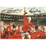 Football England 1966 World cup winners 8x6 colour photos signed by squad members Geoff Hurst,