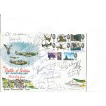 Multi signed large Battle of Britain 25th FDC special commemorative issue. Signed by 19. Includes