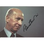 Bobby Charlton Signed Manchester United Promo Photo. Good Condition. All autographs are genuine hand